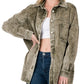 Womens Oversized Premium Vintage Washed Corduroy Shacket Jacket