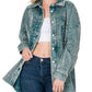 Womens Oversized Premium Vintage Washed Corduroy Shacket Jacket