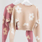 Long Sleeve Crop Sweater with Daisy Pattern