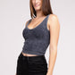 2 Way Neckline Washed Ribbed Cropped Tank Top