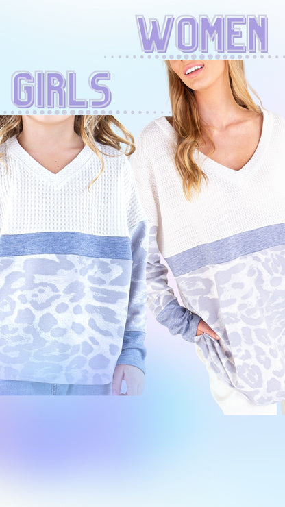 Leopard Print Color-Block MaMa & Me Matching Tops