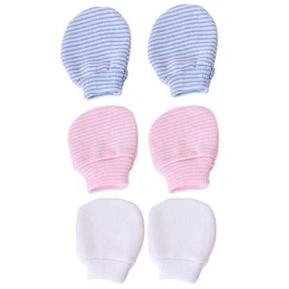Baby Girls 3 Pair/set Simple Cute Protective Baby Mittens | Anti-Scratch baby Gloves