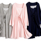 2Pc | Soft and Feminine Maternity Breastfeeding Nightgown + Elegant Maternity Robe | M-XL | 3Colors