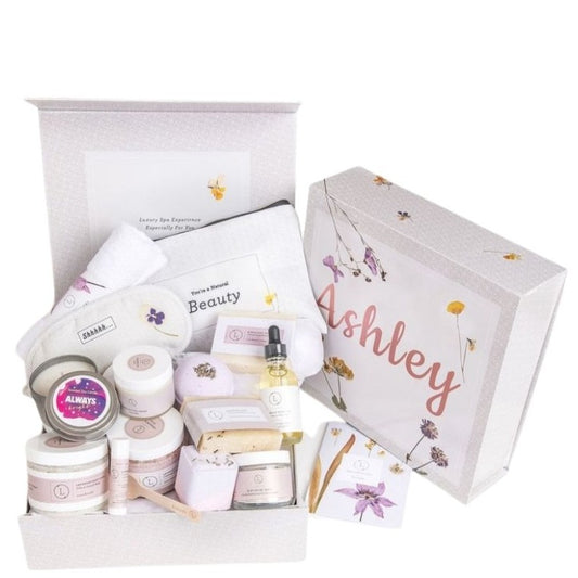Personalized Special Day / Happy Birthday / Basket Of Natural Lavender Bath & Body Gifts
