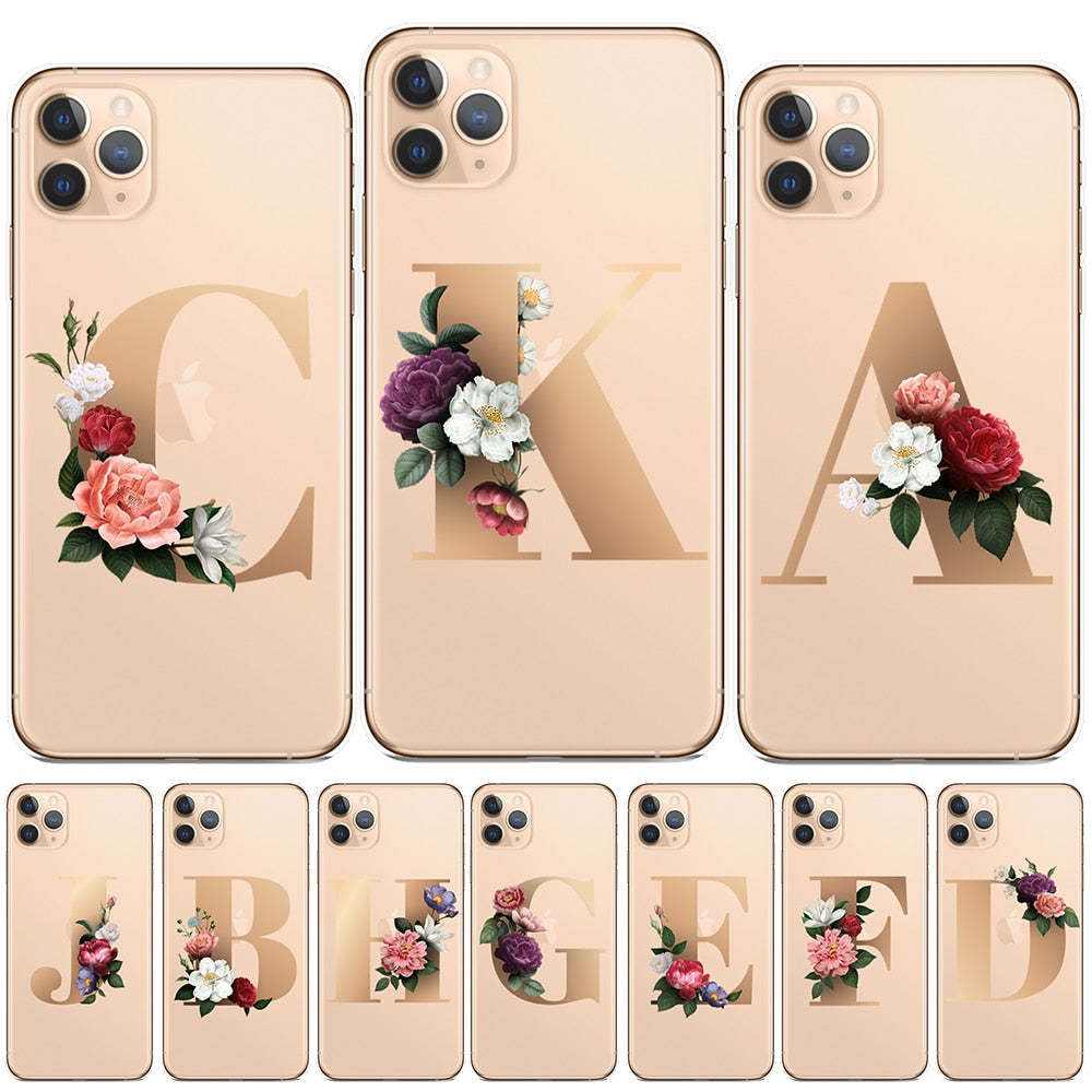 For iPhone 6 6S  26 Golden Monogram Floral Letters On A Sock-Absorbent Silicone iPhone Compatible Case For iPhones - EVOLVING SOULMATES ®