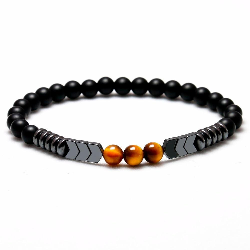 Dad-To-Be / Men's Natural Stone Matte Black Onyx + Hematite Arrows + With Tiger Eye Bracelet For "Best Energy Bracelet" - EVOLVING SOULMATES ®