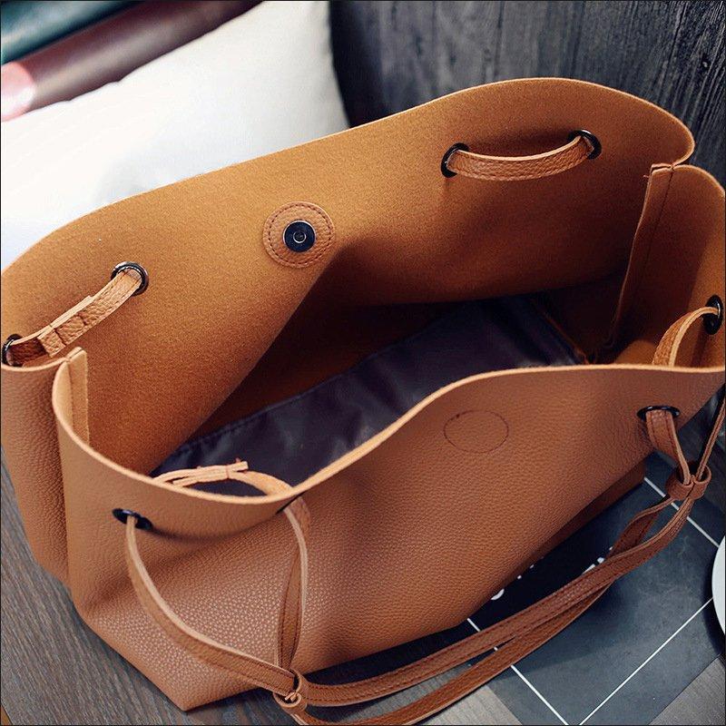 Vintage PU Leather Large Capacity | Shoulder Bag + Large hand Clutch - EVOLVING SOULMATES ®