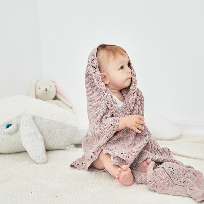 100% Cotton Knitted Gender Neutral Baby Blanket  | 80*100cm