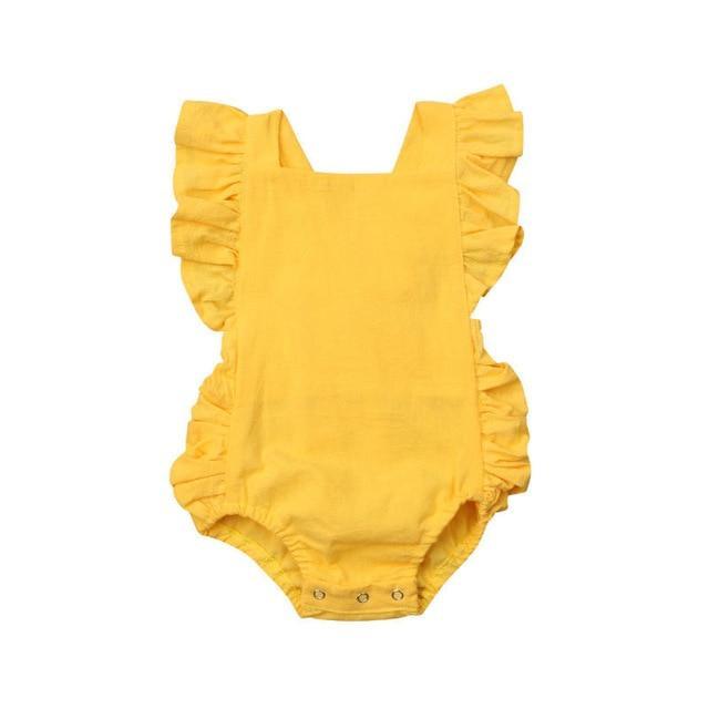 Baby Girl Romper Solid Ruffle Sleeveless Sunsuit Romper 6 - 24 Months - EVOLVING SOULMATES ®